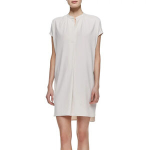 Vince Short Sleeve Popover Shift Dress Beige Size S